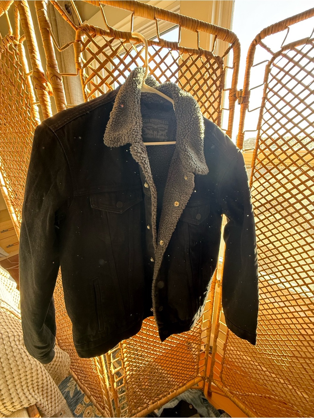 Levi's Black Sherpa Jacket with Gray Label